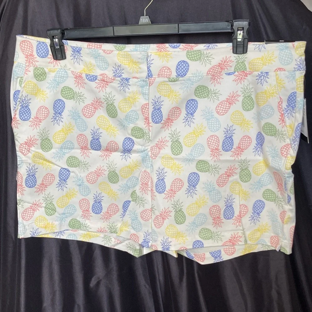 Briggs short multi colored pineapple print white short casual size 20W - Picture 13 of 17